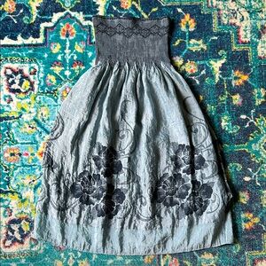 Lapis Silk Tube Top Dress Blue EUC one size